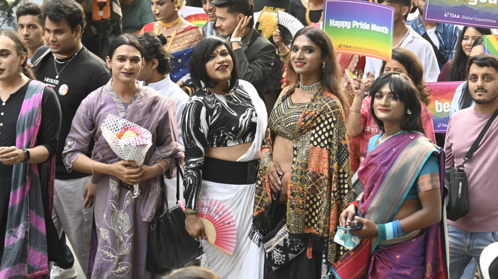 Group of women in beautiful attires, participating in Pride Walk